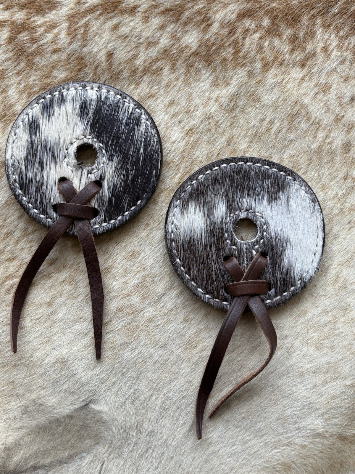 Hair On Leather Bit Guards 3" Size Prevent Rubbing Horse Tack FREE SHIPPING