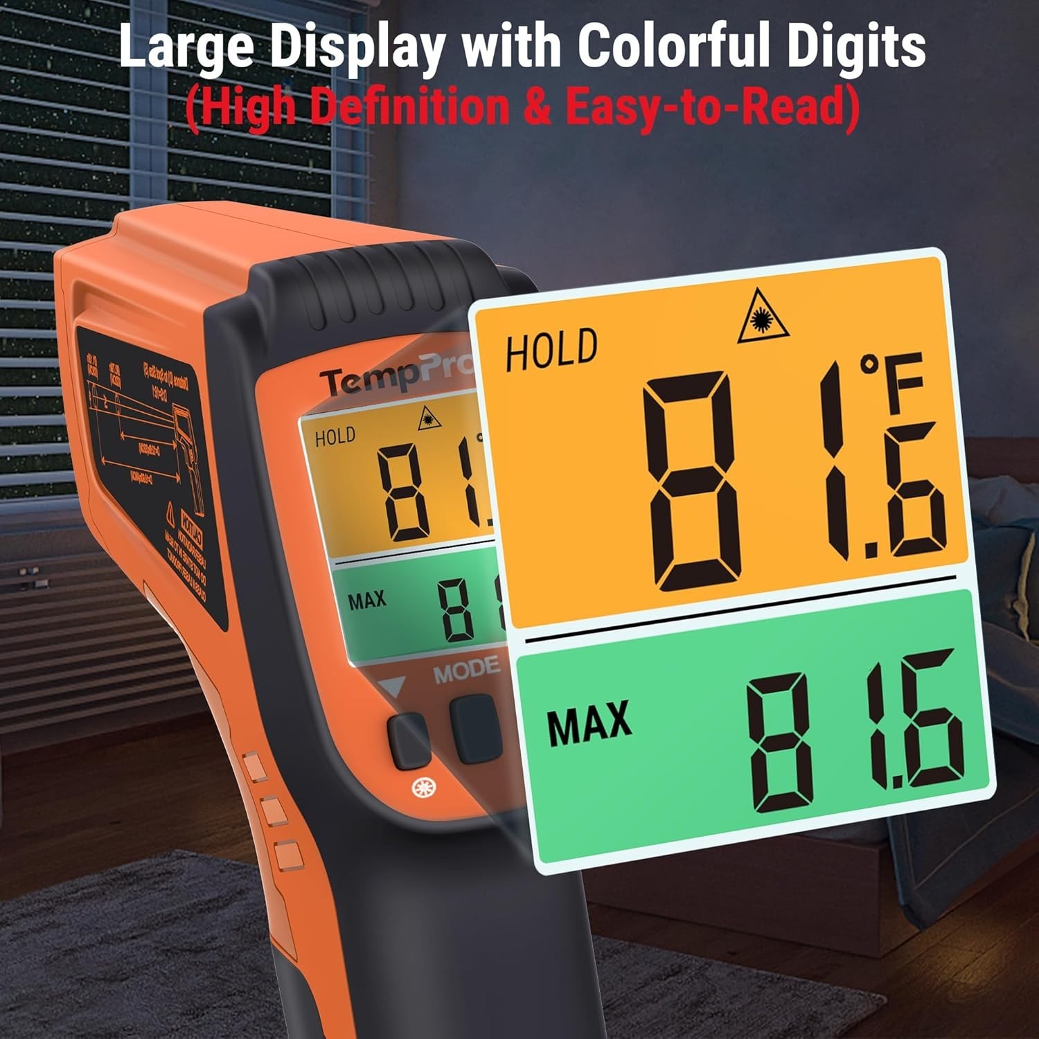 Versatile Laser Thermometer Gun - Temp Range -58 to 1022℉