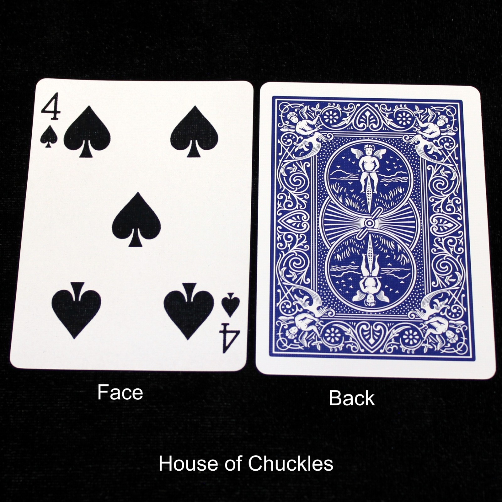 4 of Spades with 5 Spade Pips - Mis-Matched, Bicycle Printed Gaff Card, Blue