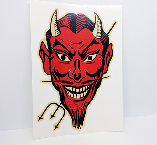 Red Devil 1950's Vintage Style DECAL, Vinyl car STICKER, rat rod, racing