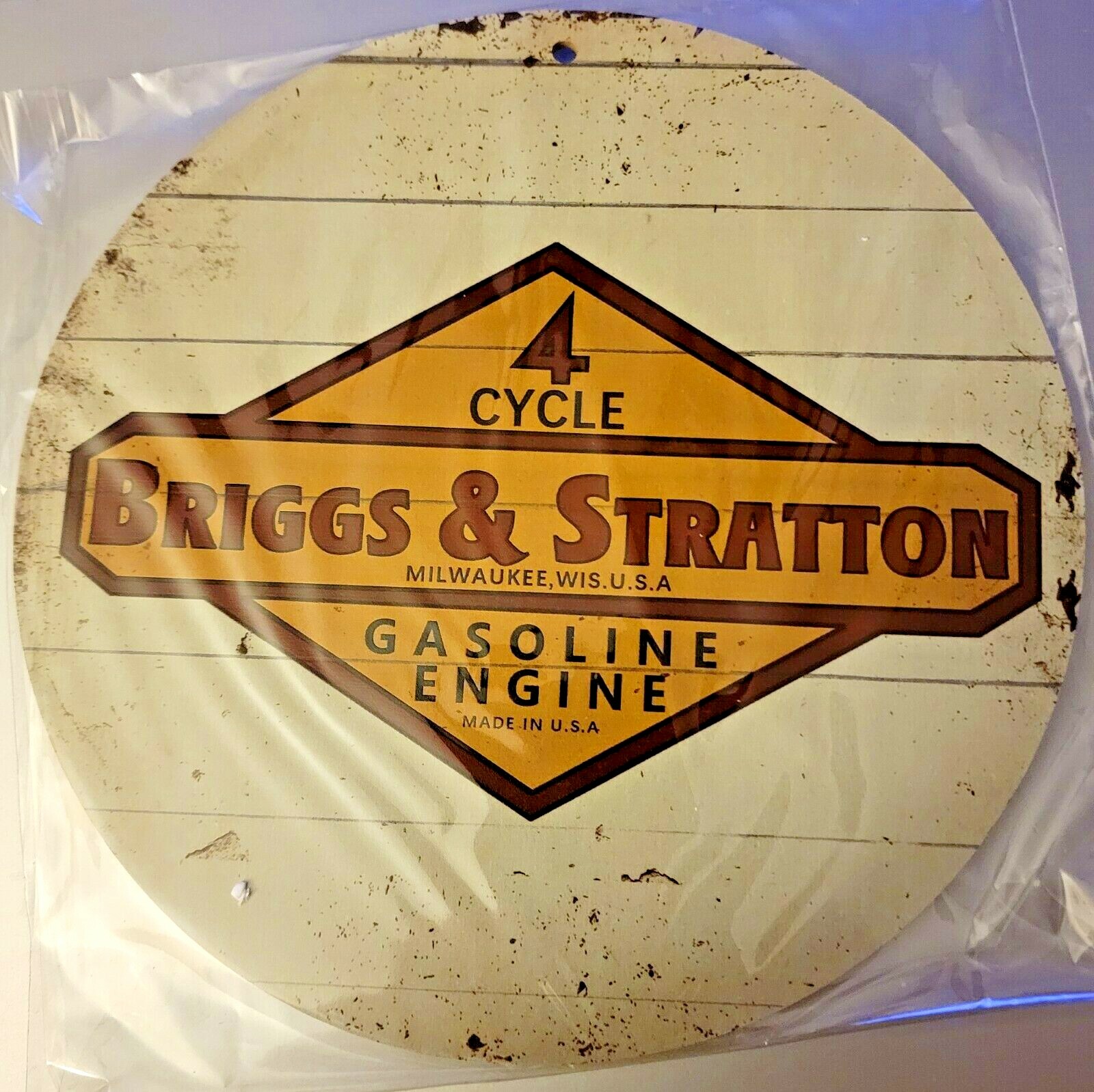 4 Cycle Briggs & Stratton Gasoline Engines Round Sign 7.9"