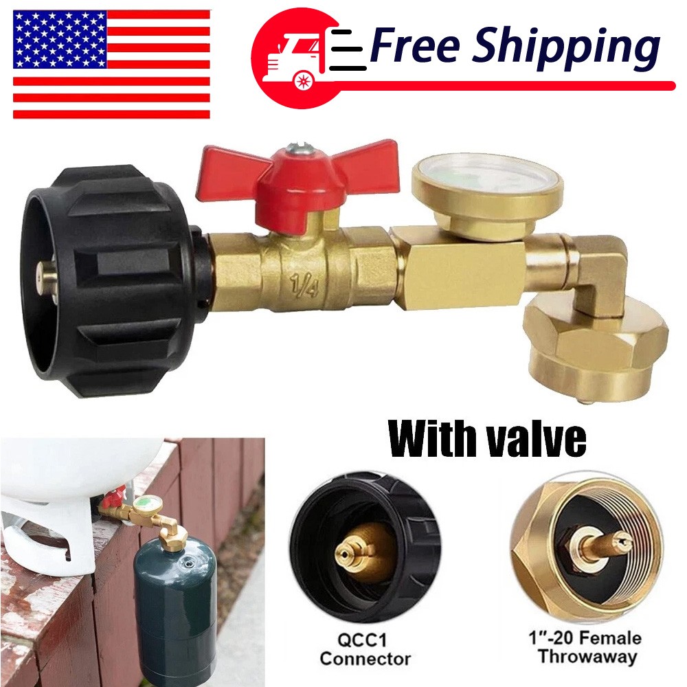 1Lb To 20Lb Tank Propane Refill Adapter Kit With Gauge And ON-Off Control Valve
