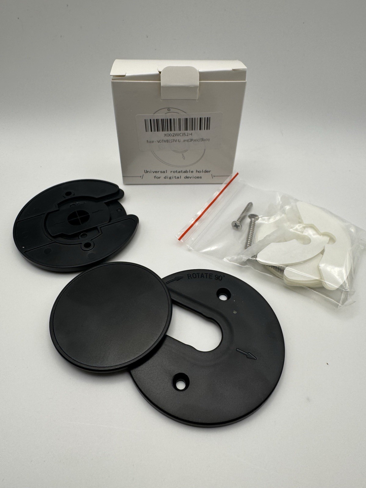 Adjustable Wall Mount for Tablets Universal Fit Rotates 90 Degrees Black 2 Pack