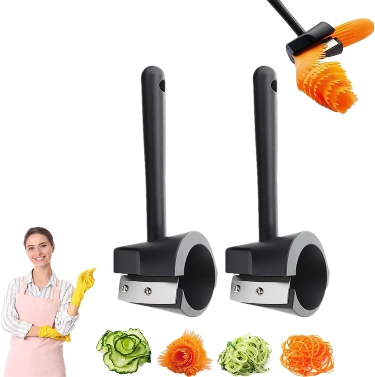 Vegetable Curler, Carrot Curler and Peeler, Spiral Shred Carving Slicer, Frui...
