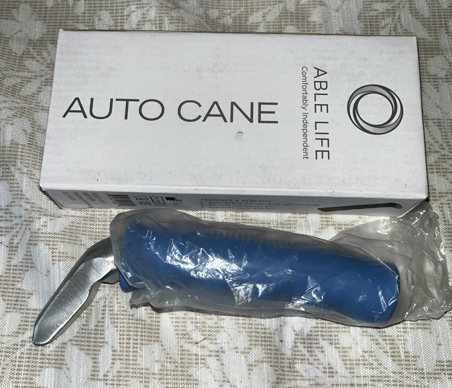 Able Life Auto Cane, Portable Vehicle Support Handle, Blue Handle, 300 Lbs. Max