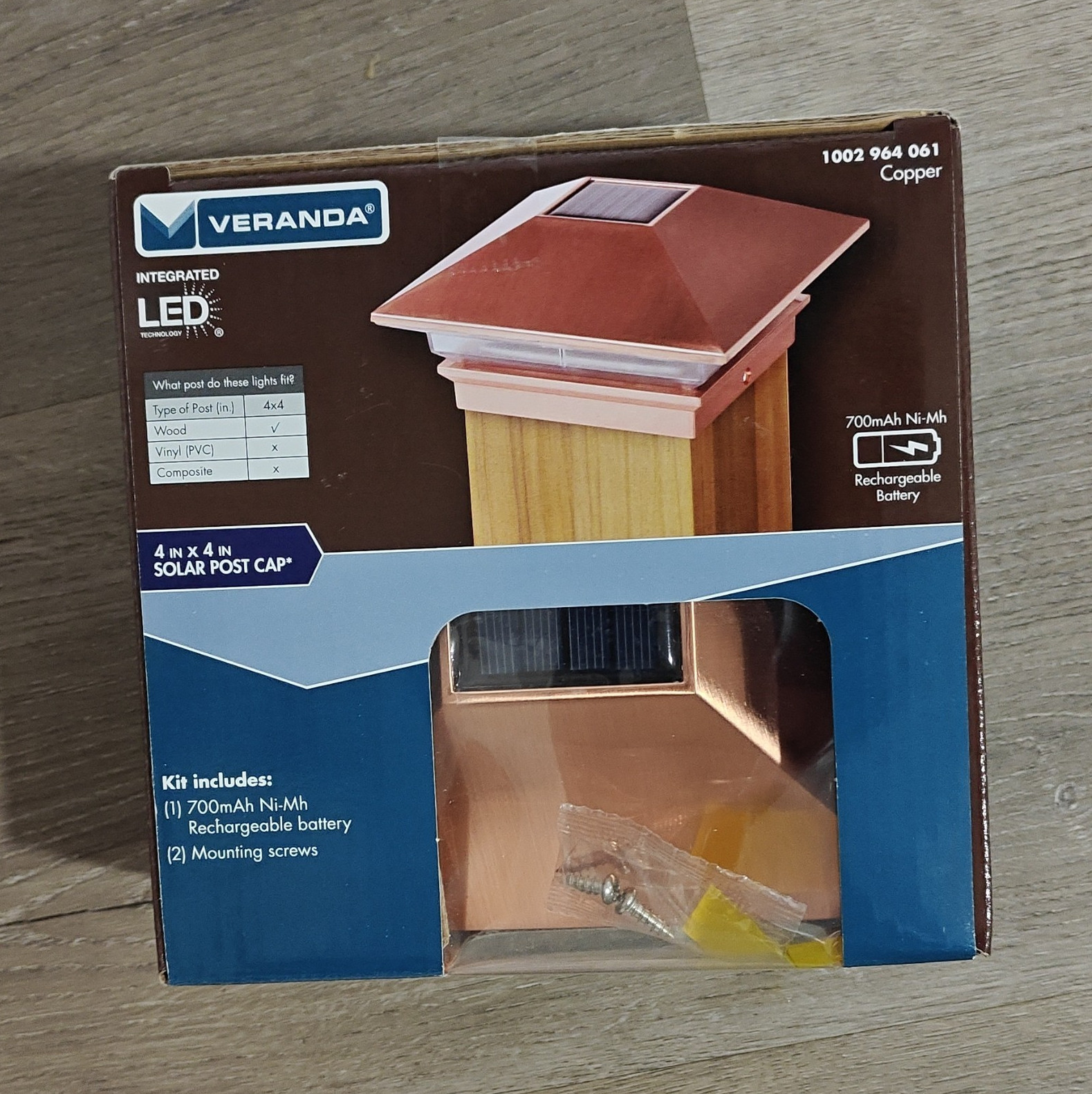 Veranda Solar Copper LED Post Light Outdoor 4x4 Warm White 1002 964 061