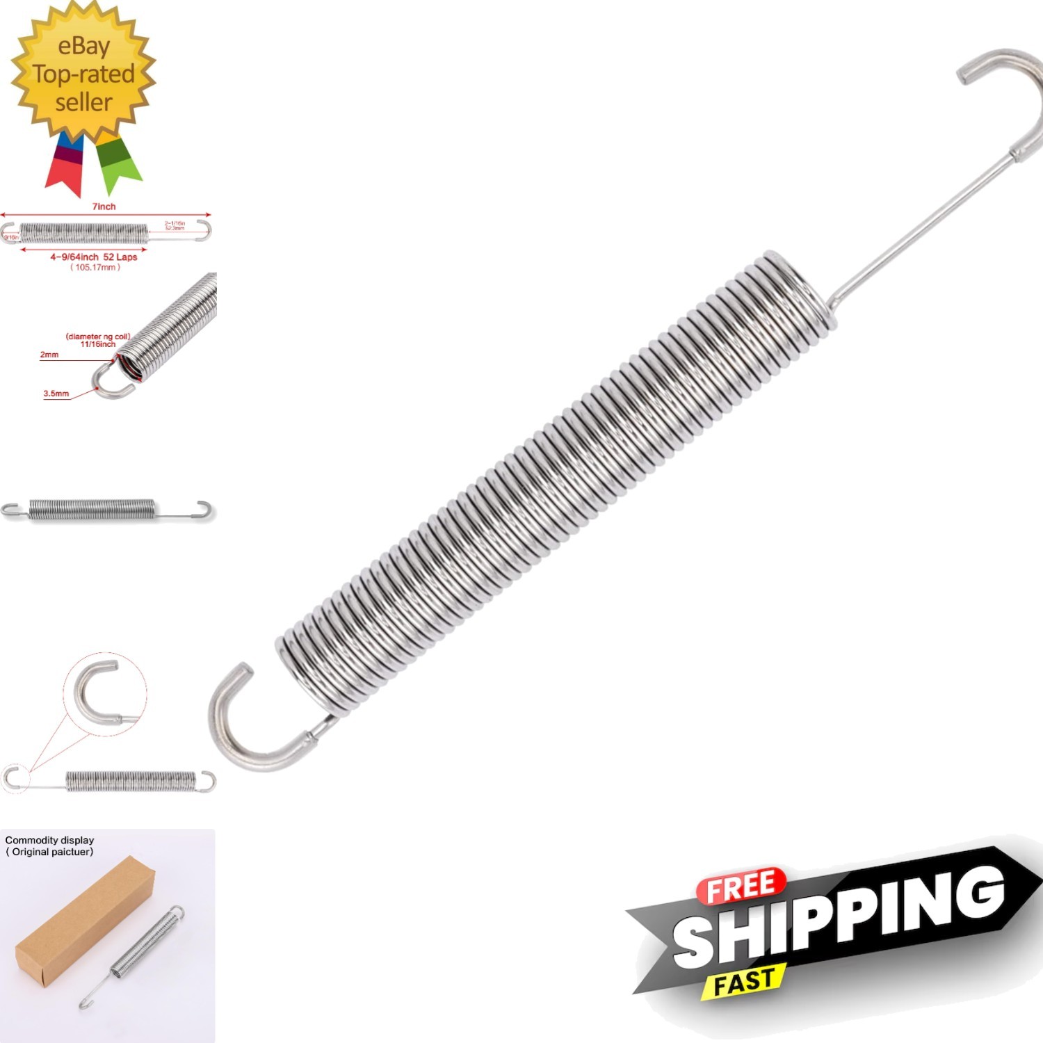 7 inch Stainless Steel Replacement Recliner Sofa Chair Mechanism Tension Spri...