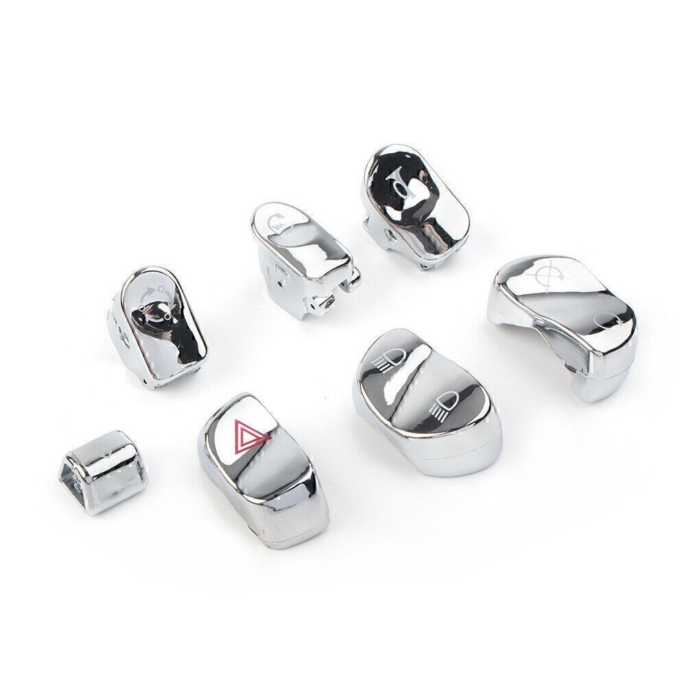 7 Pcs New Chrome Hand Control Switch Housing Button Cover Cap Kit fit Victory