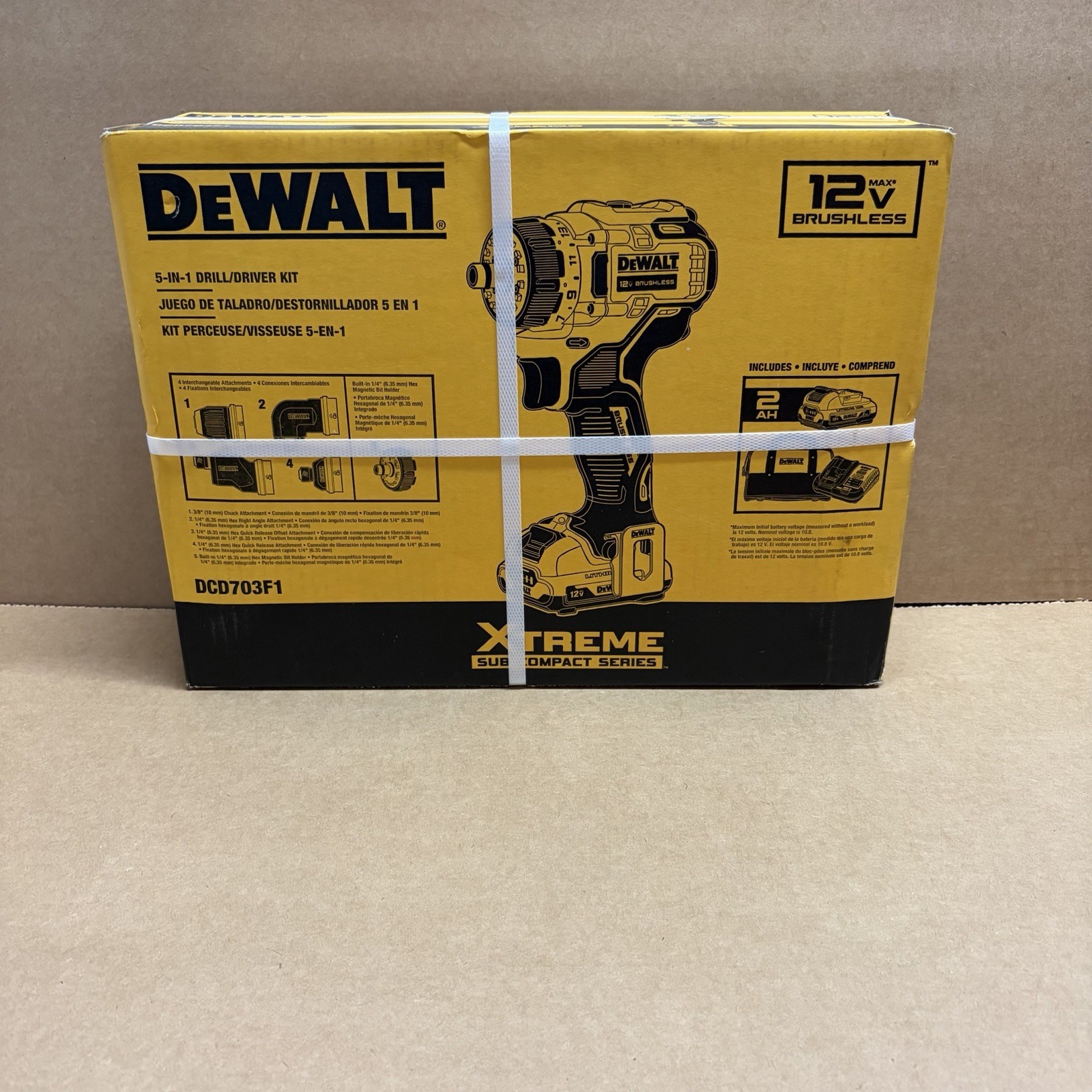 DEWALT 12 Volt DCD703F1 12V MAX Brushless Cordless 5-in-1 Drill/Driver Kit