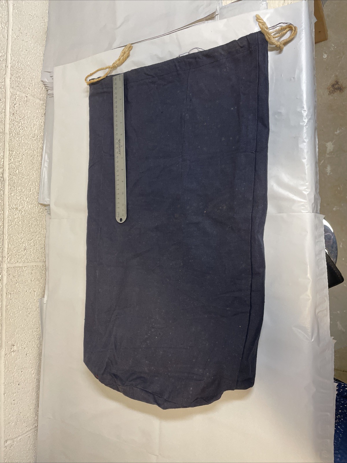 WW2 US Navy Blue Denim Barracks Laundry Drawstring Bag Sack USN 1940’s