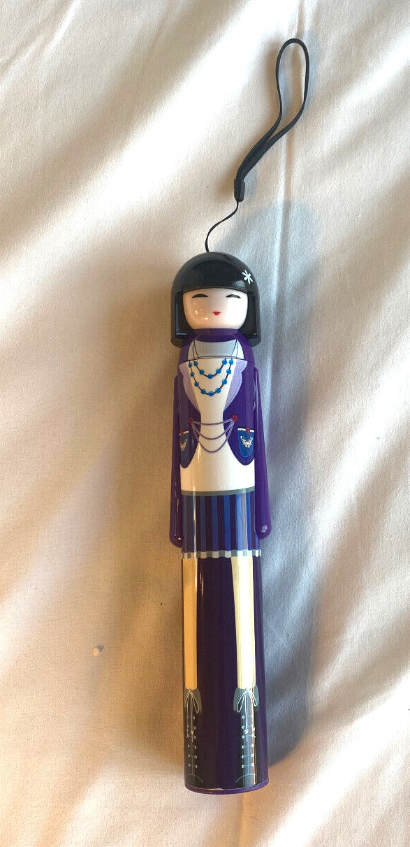 Purple KOKESHI DOLL UMBRELLA Folding Hard Case Geisha Girl Japanese Lady Anime