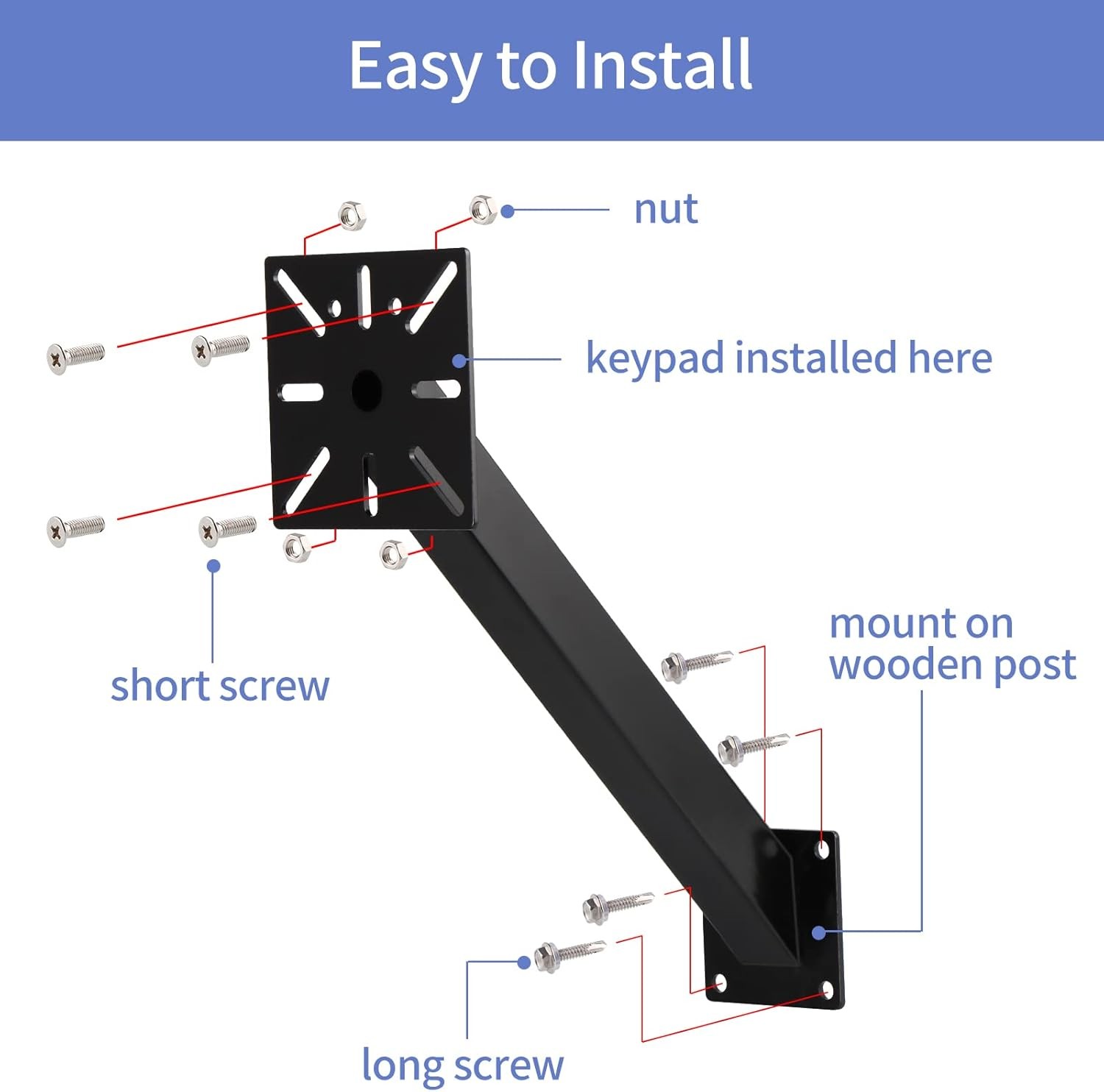 Universal Keypad Mounting Post Bracket for Gate Opener