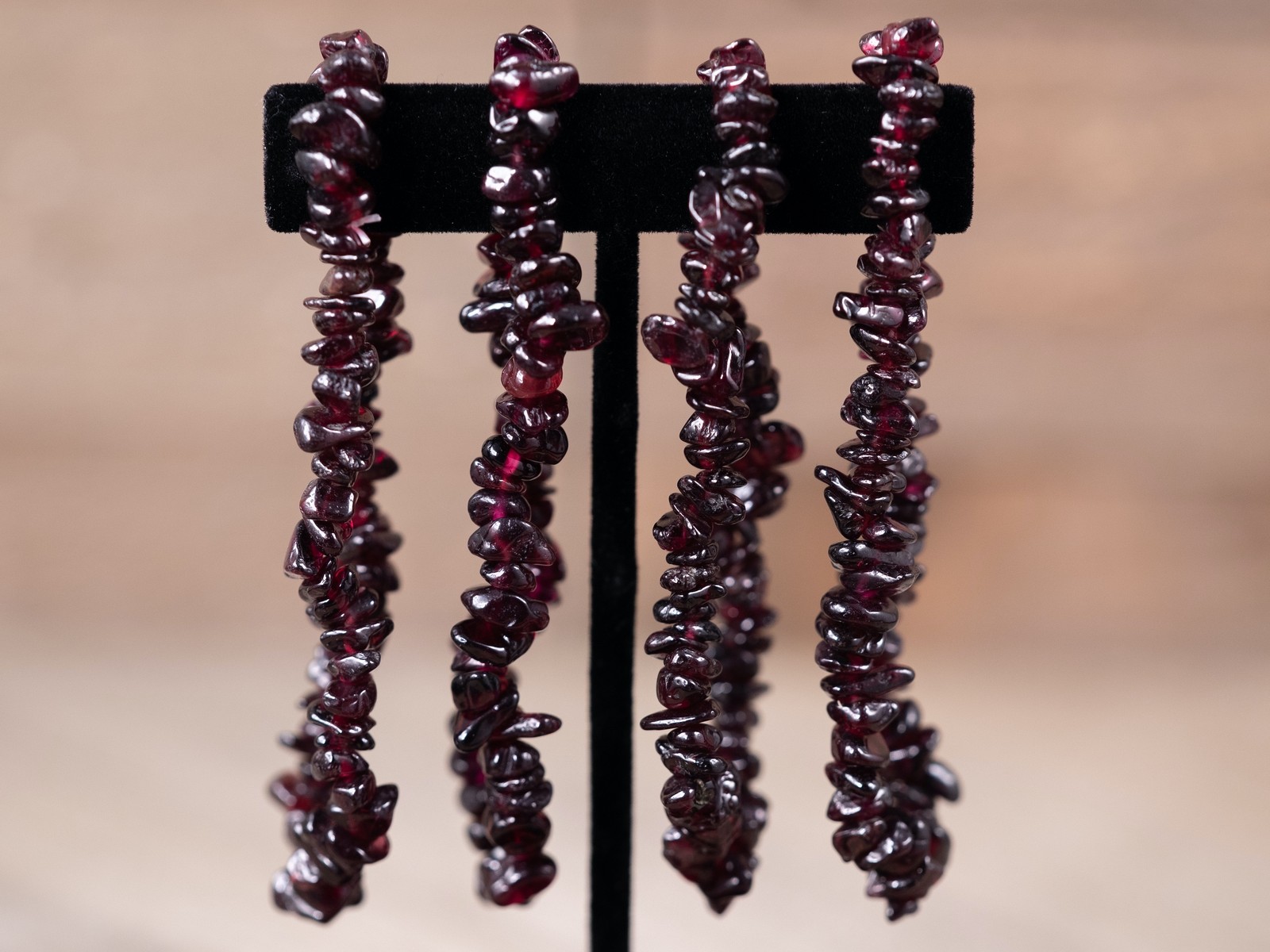 Dark GARNET Crystal Bracelet - Chip Beads - Birthstone Handmade Jewelry, E1769