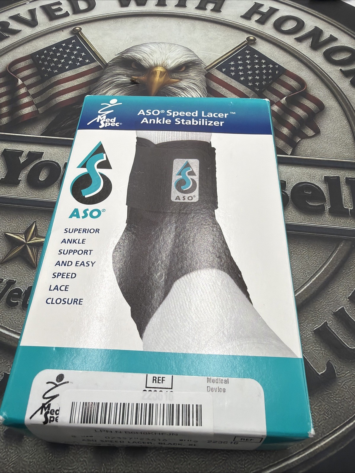 Med Spec ASO with Stays Ankle Stabilizer Brace Black "X-Large" New in Box