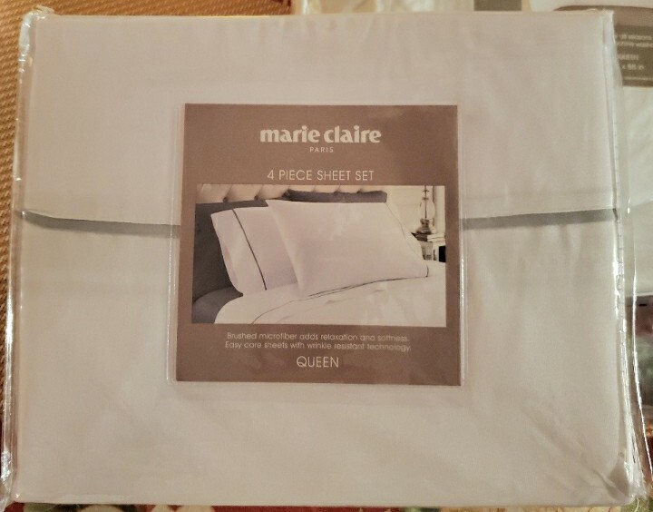 Brand New~4 Piece Microfiber Sheet Set~Marie Claire Paris~Queen Size~White