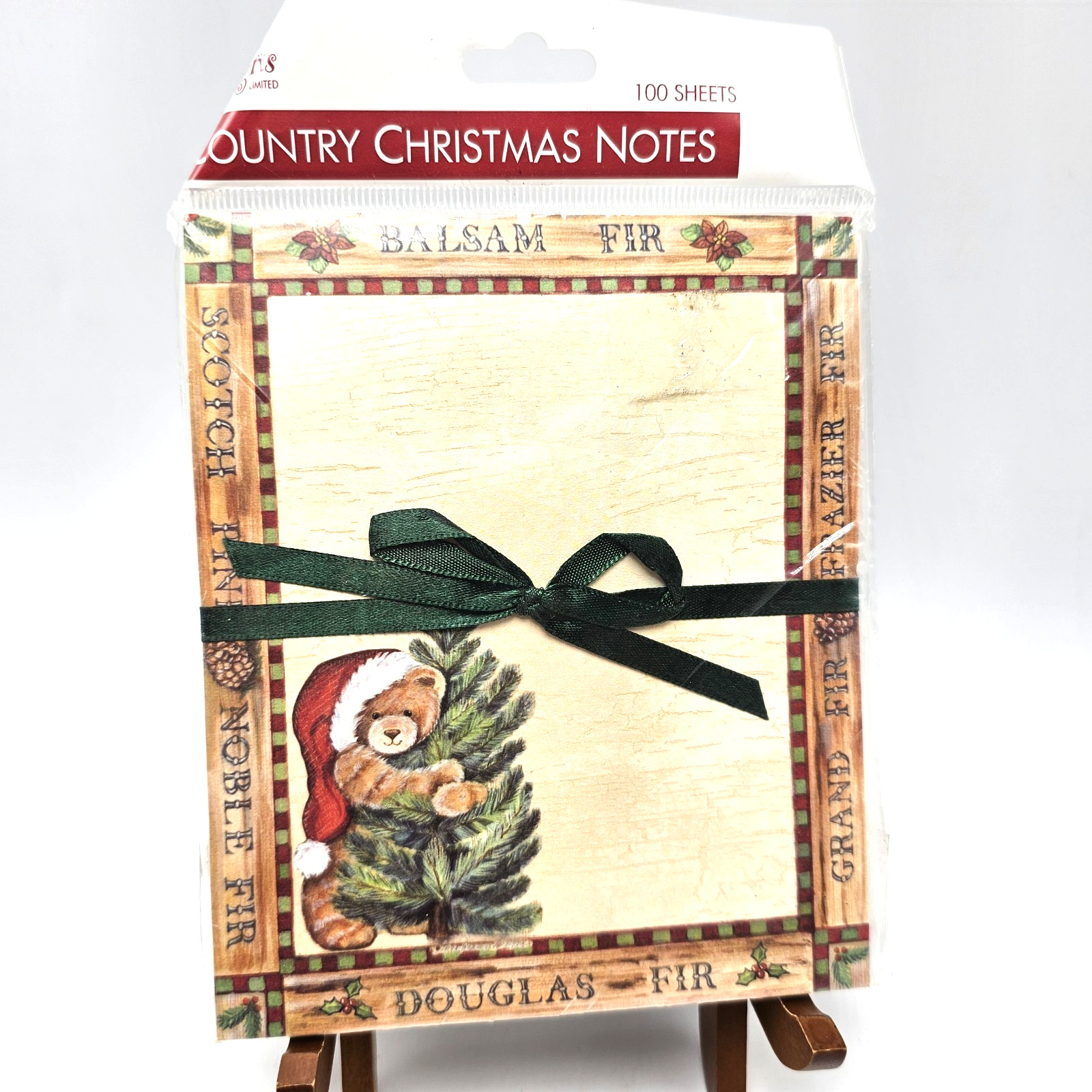 Teddy Bear Christmas Note Pad Debra Jordan Bryan Fir Tree Evergreen 4x6 Paper