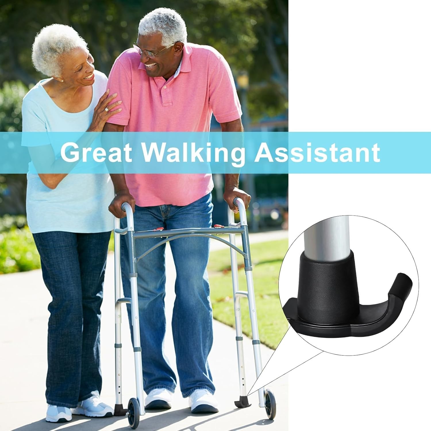 4 Pack Walker Ski Glides - Effortless Movement on All Flooring Types for Seniors