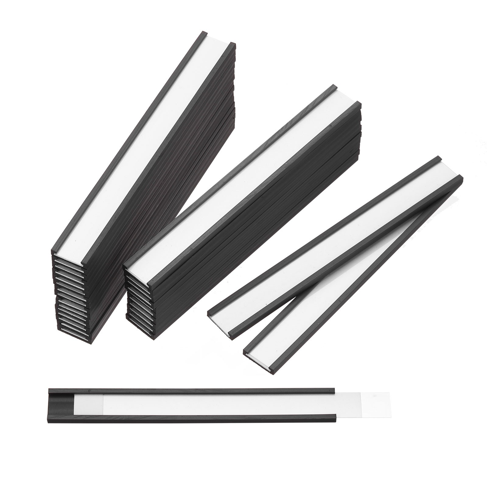 100pcs Label Holders 0.5" x 4" C Channel Rubber Magnetic for Metal Shelves