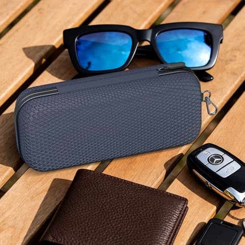 Double Eyeglasses Case Dual Sunglasses Case Hard Shell Glasses Case with Blue