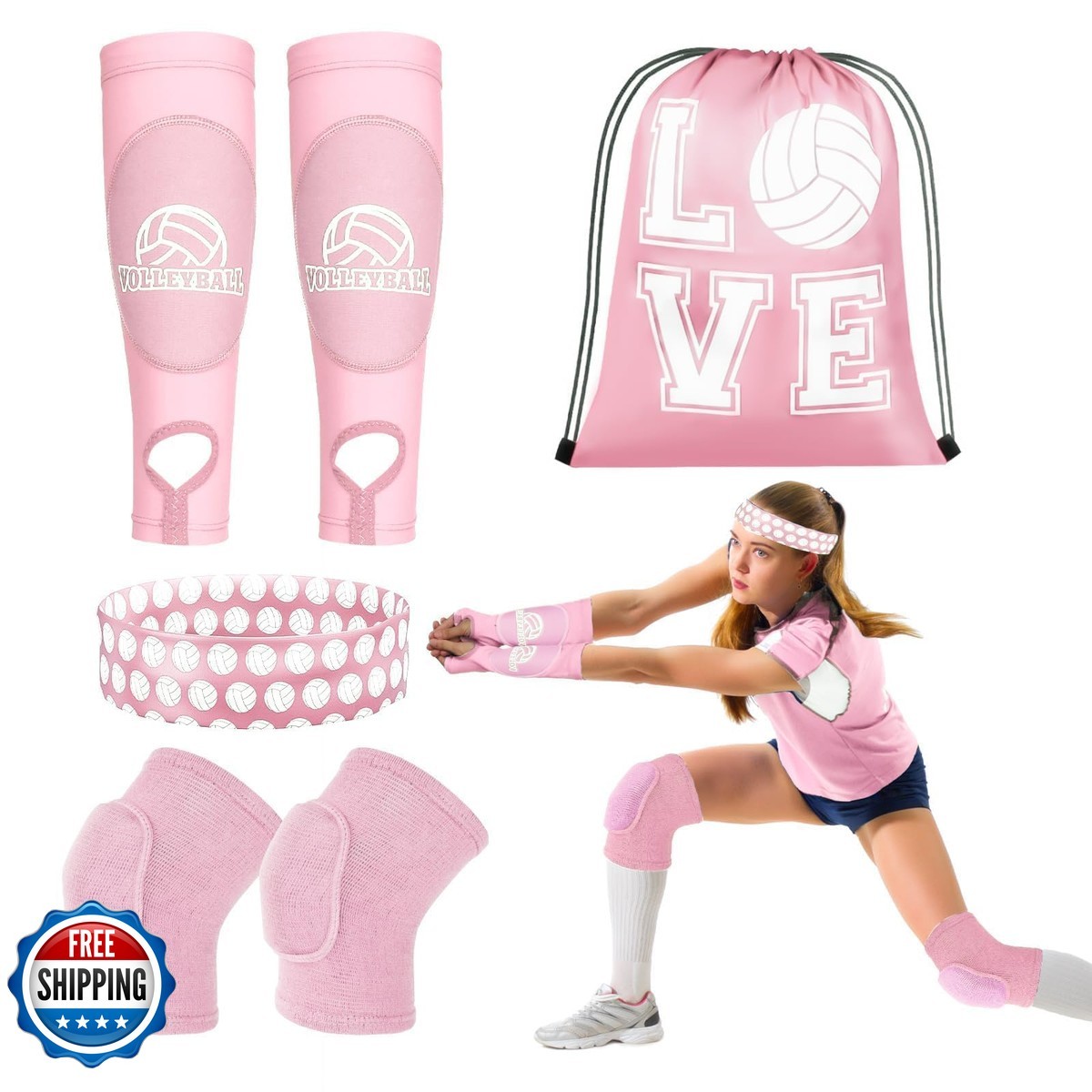 Gosodeny 6 Pcs Volleyball Knee Pad And Arm Sleeve Volleyball Accessories Kit