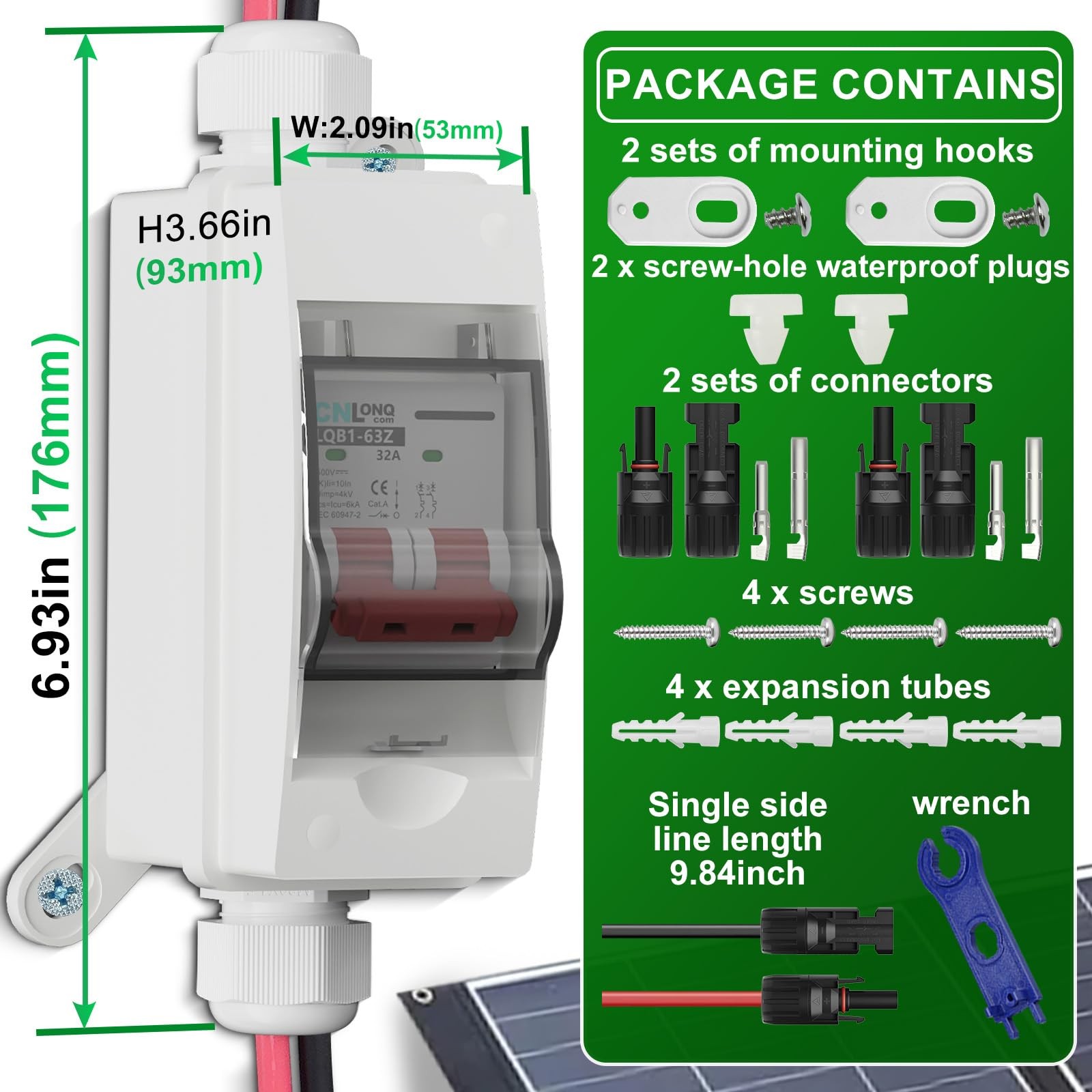 Cnlonqcom Solar Panel Disconnect Switch 32 Amp 500V Dc Miniature Circuit