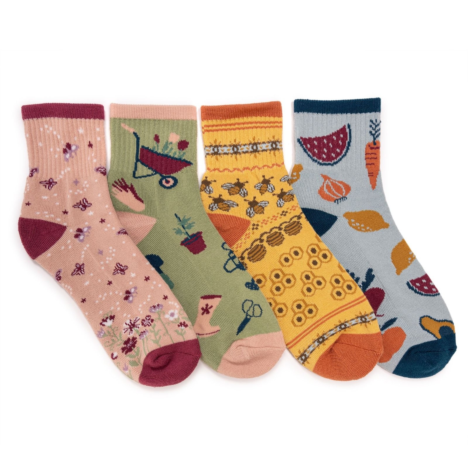 MUK LUKS Women's 4-Pack Quarter Crew Novelty Socks
