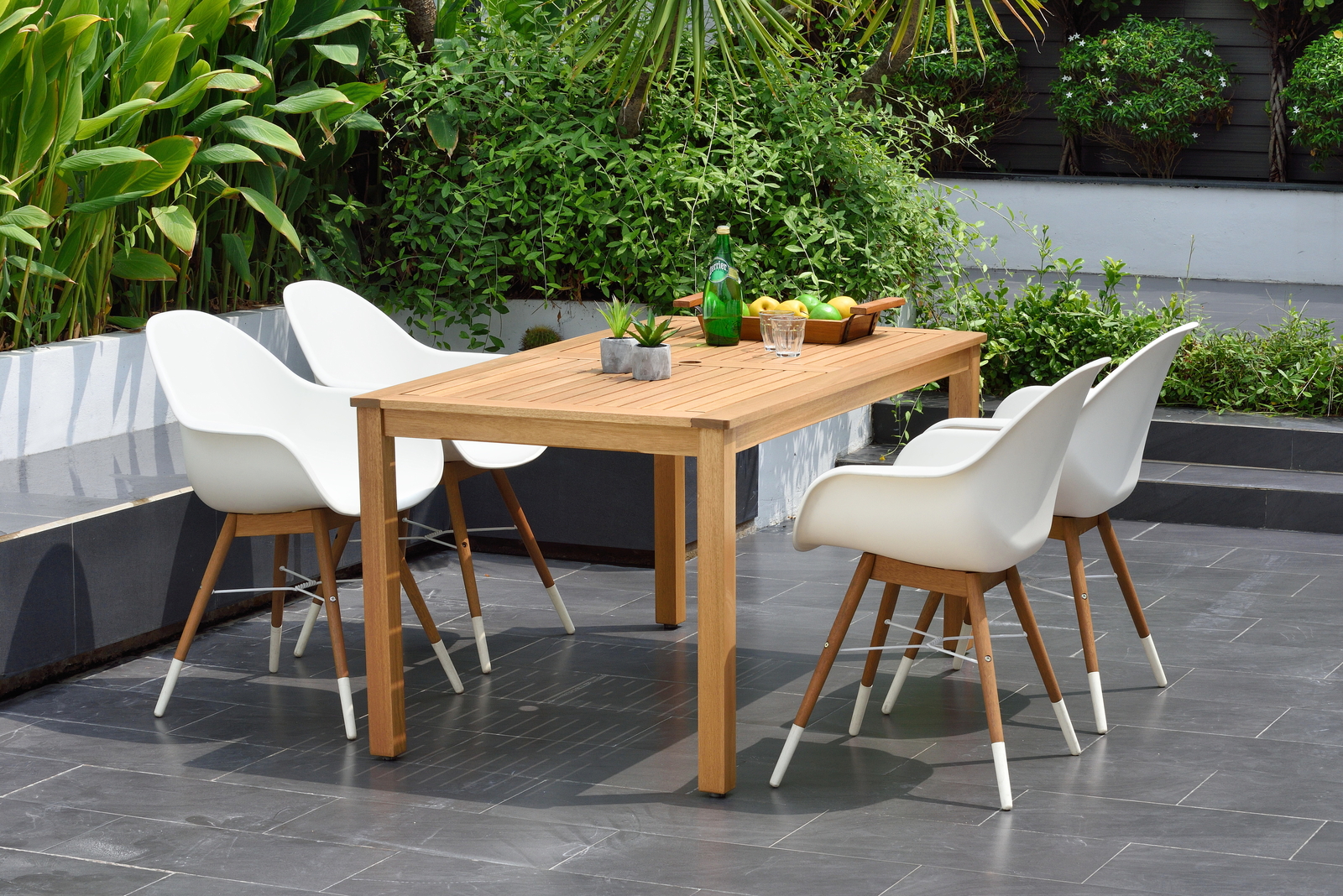 Amazonia Ravard 5-Piece Outdoor Dining Set | Teak Finish | Ideal for Patios