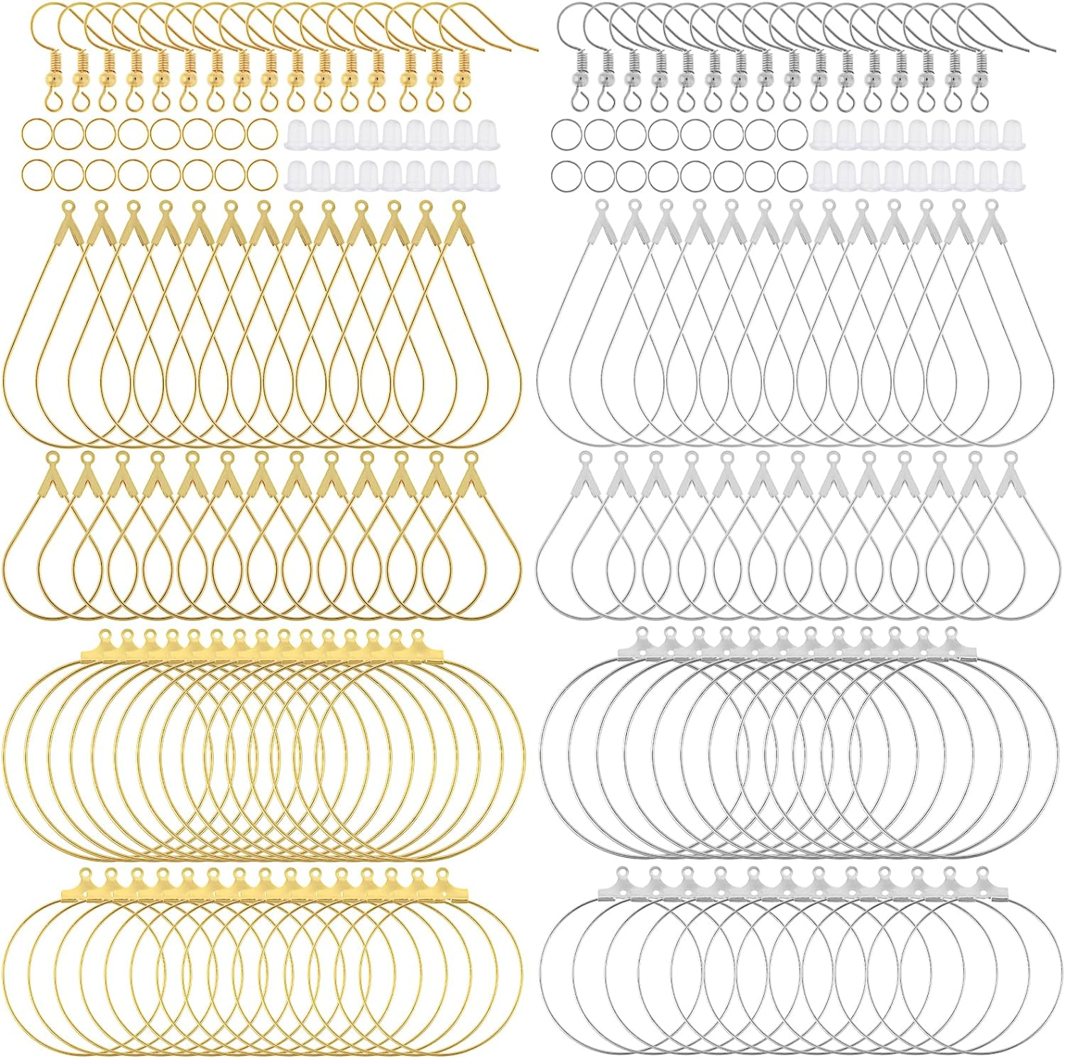 200PCS Earring Making Kit Beading Hoop Earring Finding Hoop Open Beading Hoops B