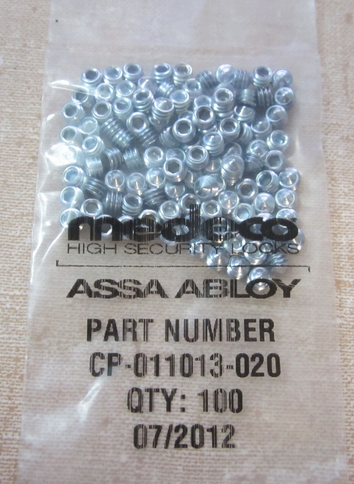 100 Qty. NEW Medeco Security Locks CP-011013-020 Set Screw Cone for Pin Chambers