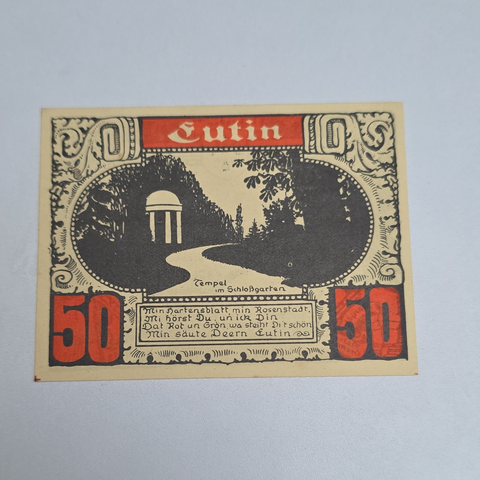 50 PFENNIG 1921 UNC Notgeld Excellent Condition Old BANKNOTE Germany