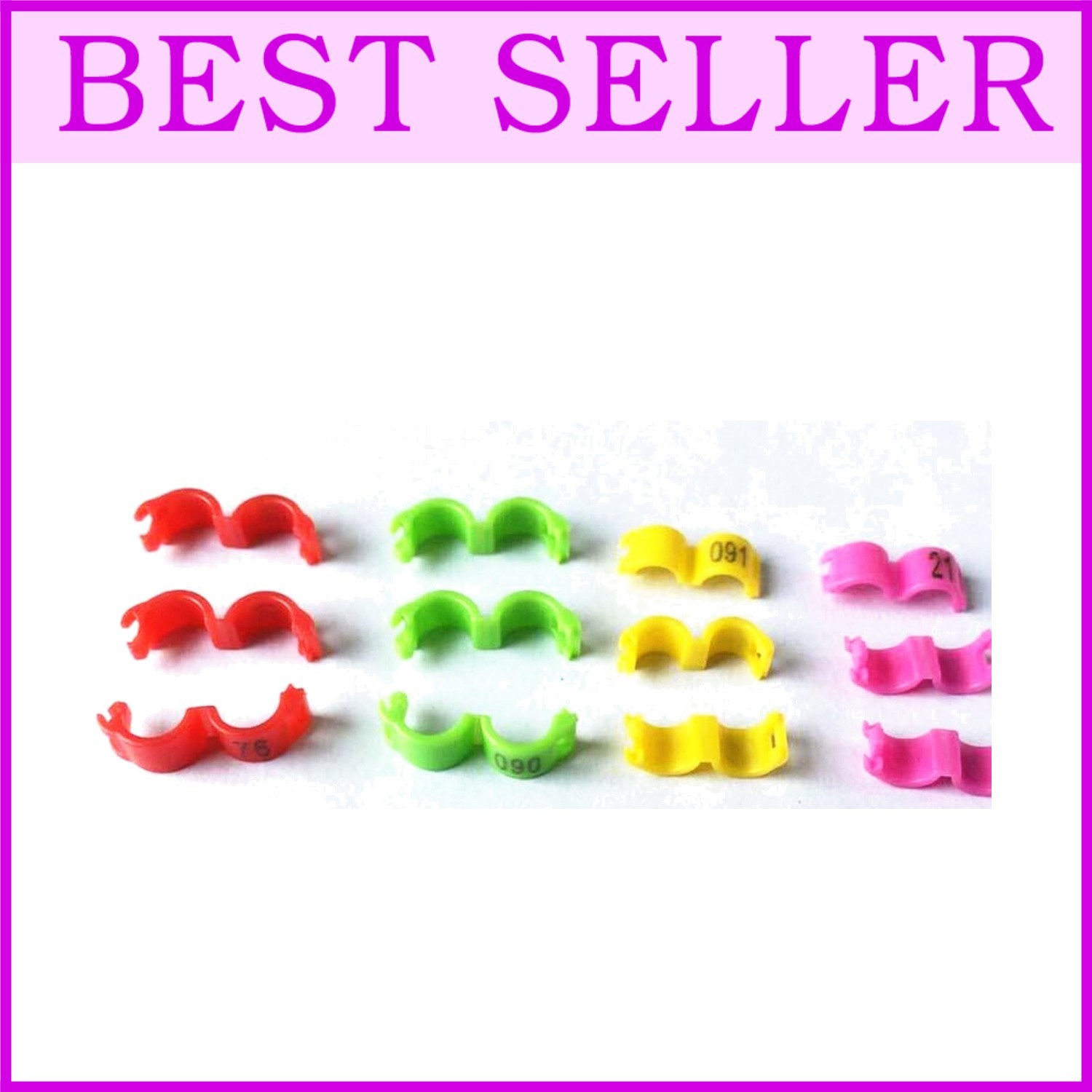 100pcs Numbered Bird Leg Bands 3mm Snap Rings Yellow**