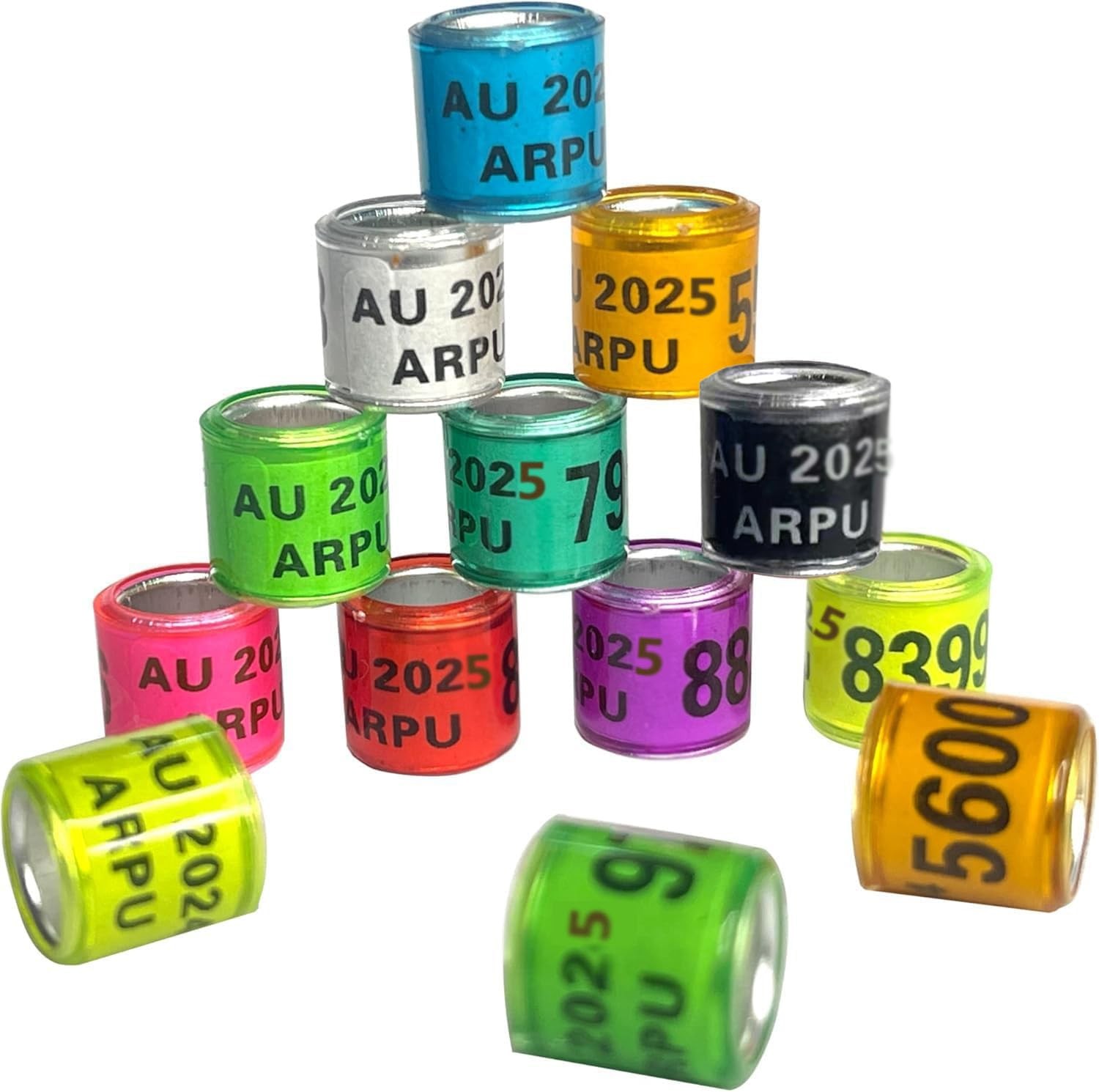 Linasir 100Pcs Multicolor 8mm Aluminium Leg Rings for Poultry, 2026 AU Marked...