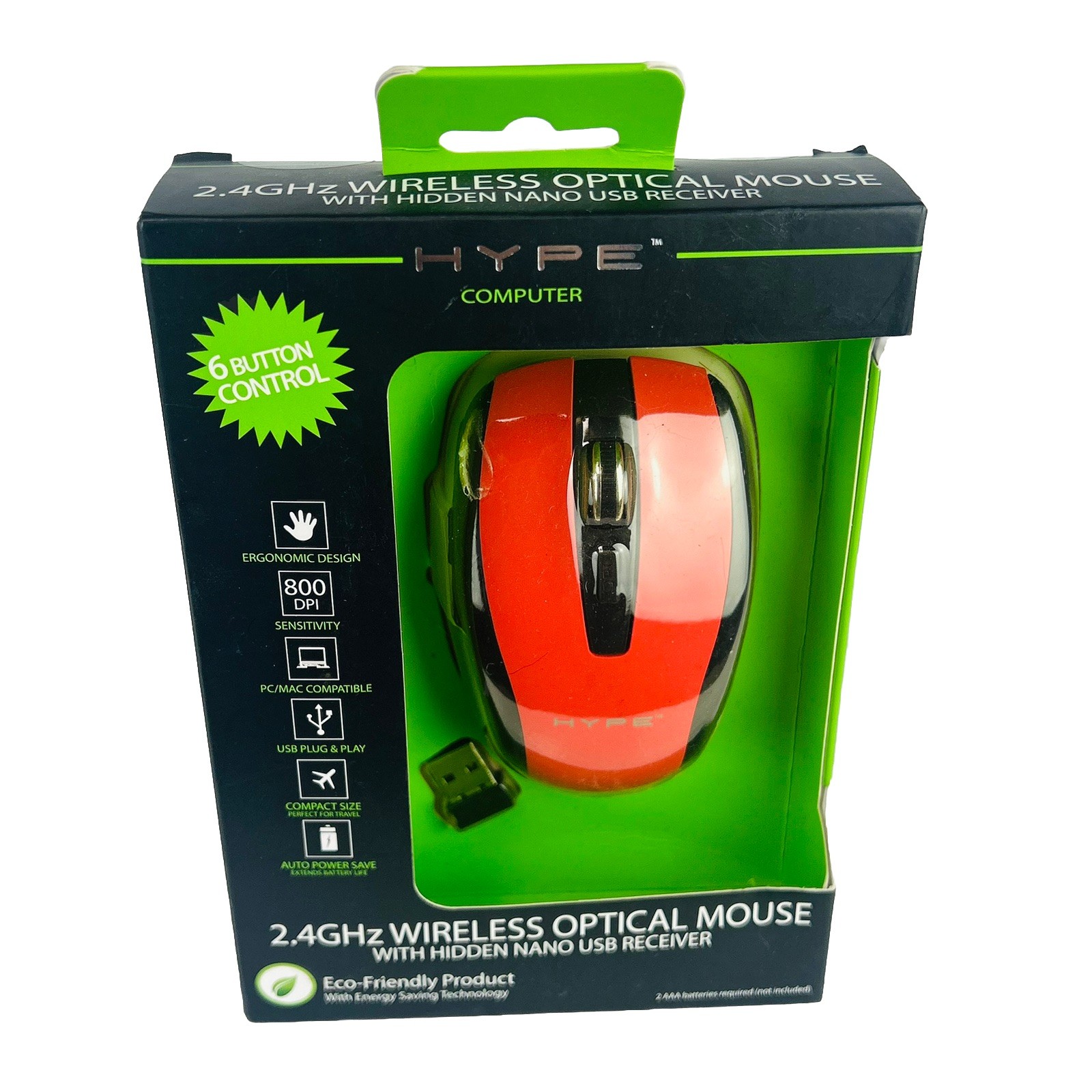NEW Hype 2.4GHz Wireless Optical Mouse HY-7005-WMA-RED