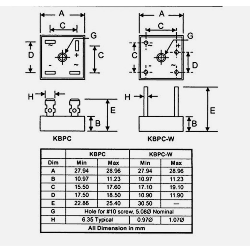 5pcs KBPC3510 Bridge Rectifier Diodes 35A 1000V Full Wave 4-Pin Silicon