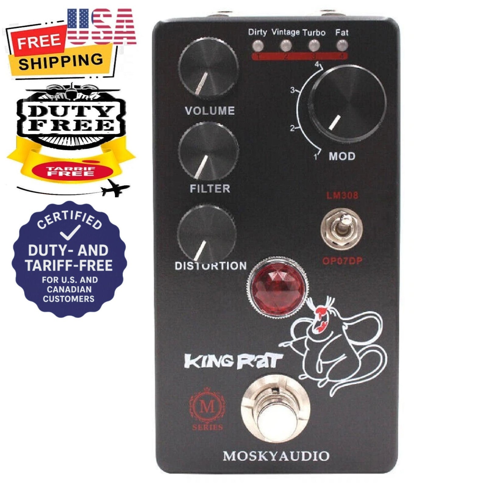 Mosky Audio King Rat Guitar Effect Pedal Fuzz DIST Vol Filter Distortion 3 Modes