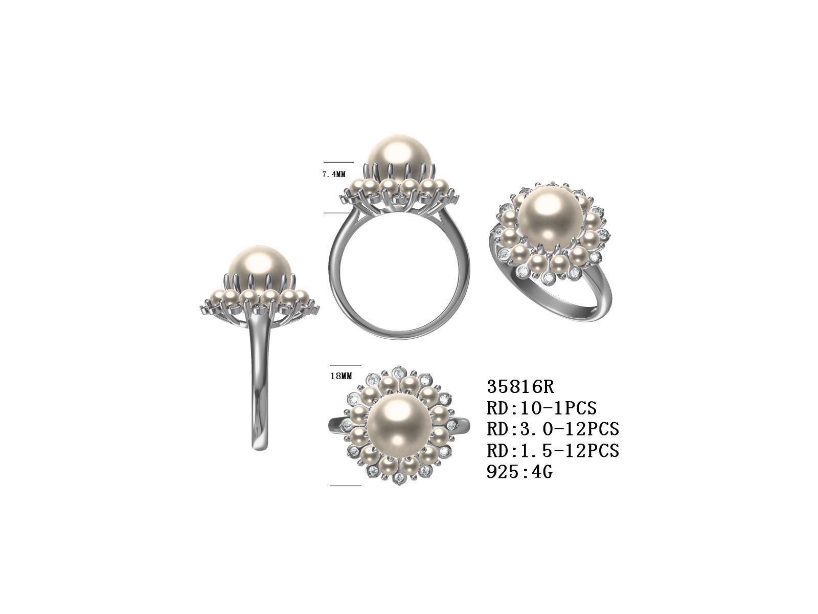 Sterling Silver Semi Mount Ring Setting Round RD 10x10mm 3x3mm 1x1mm