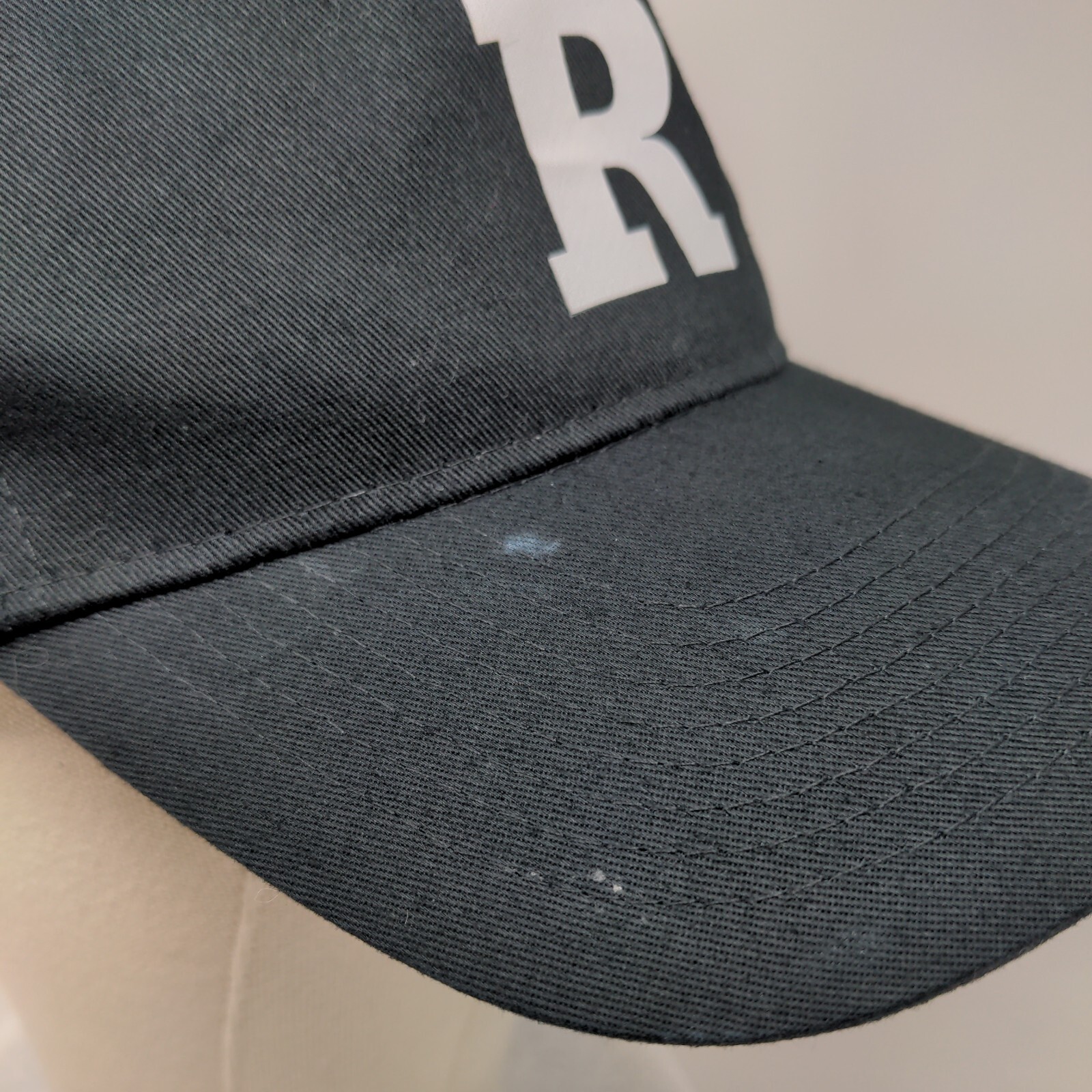 R Initial Youth Snapback Hat Black One Size Adjustable Vented Holes 6 Panel