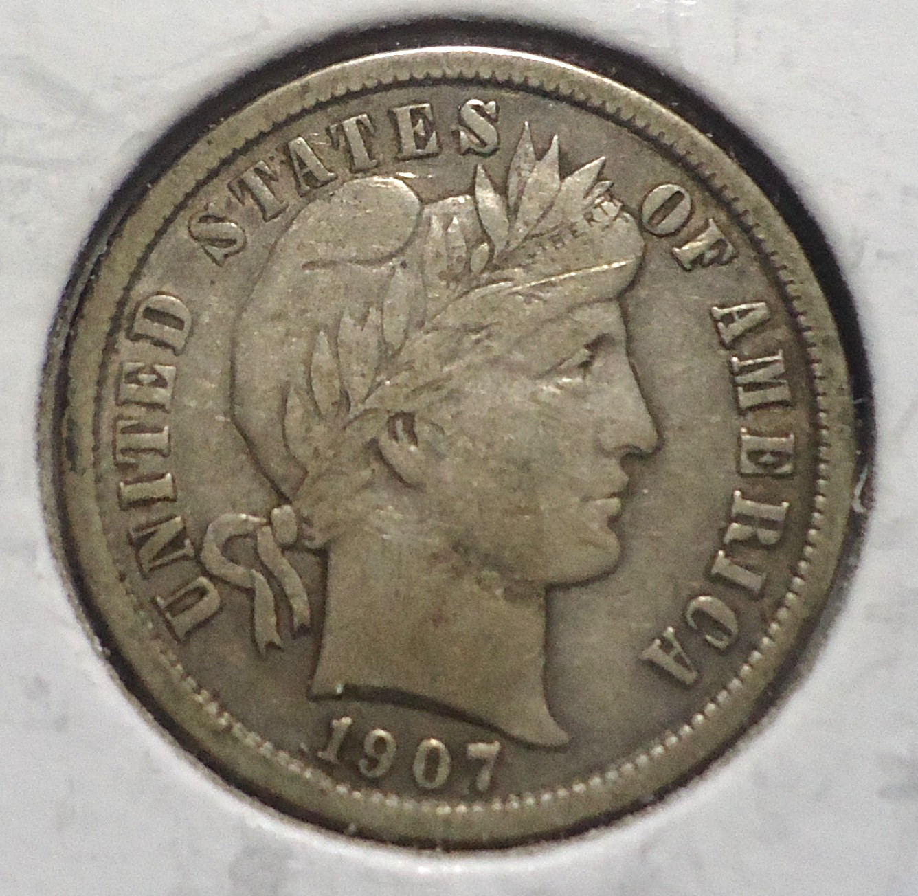 1907 Very Fine+ VF+ Philadelphia Barber silver 10C dime INV#B04 FREE SHIPPING!