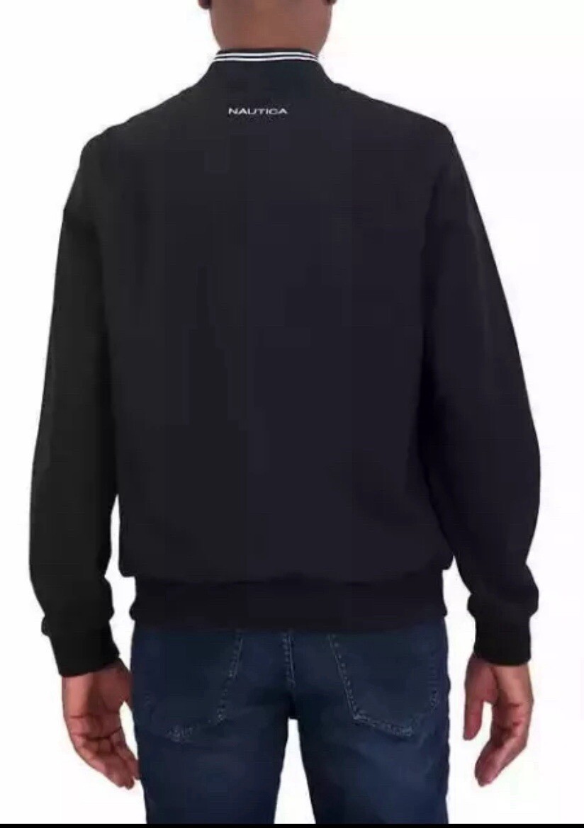Nautica Men’s Bomber Jacket, Lightweight, Black, Size Med, Stretch Water Resist