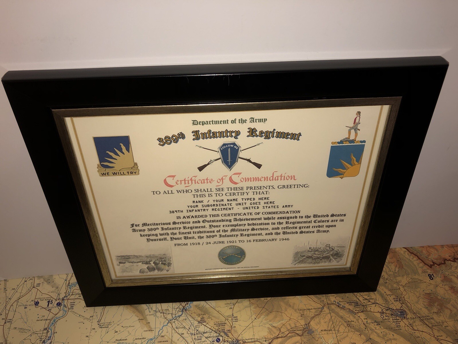 389TH INFANTRY REGIMENT / COMMEMORATIVE - CERTIFICATE OF COMMENDATION