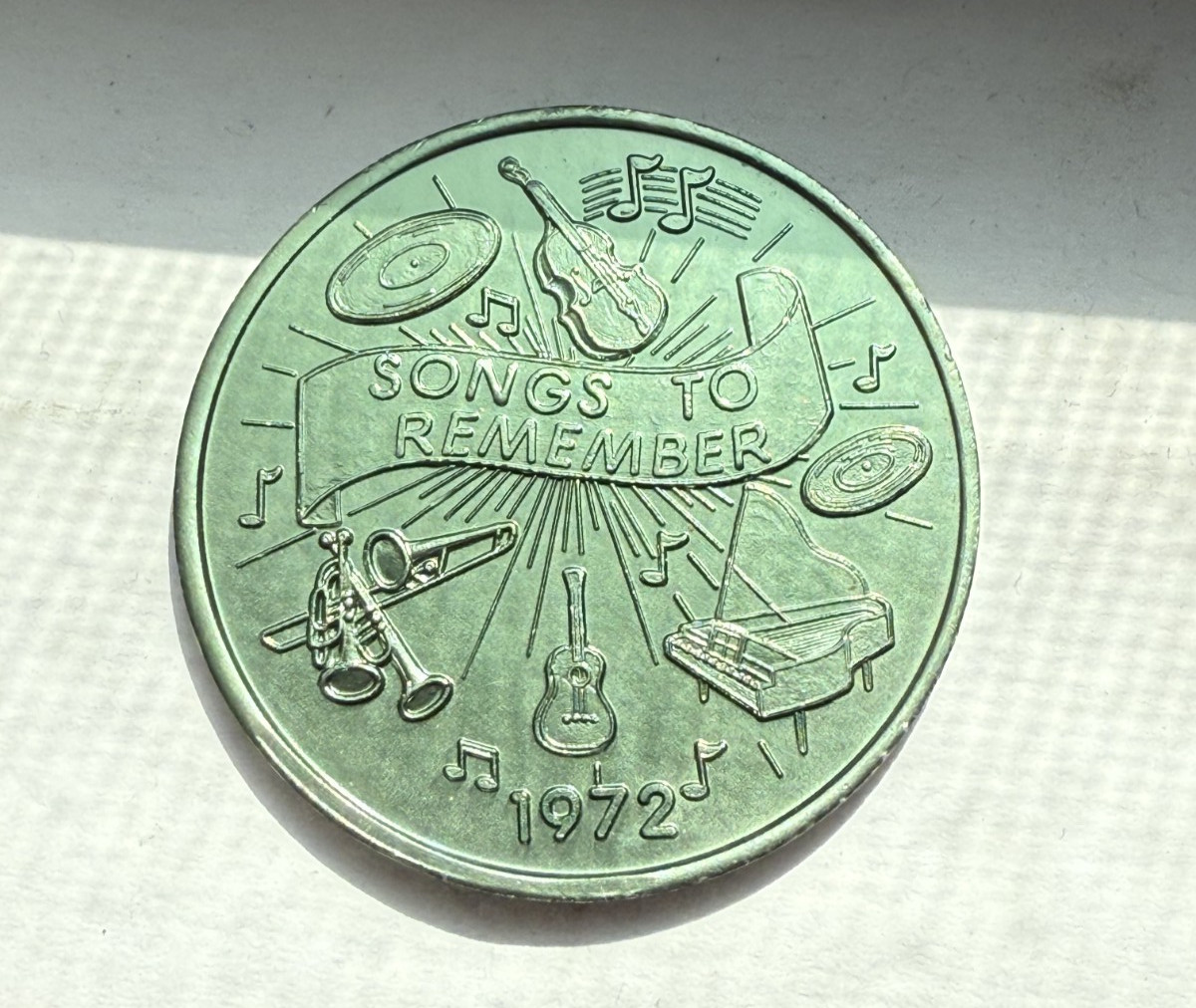 Krewe Of Carrollton Green Aluminum 1972 Doubloon, Songs to Remember
