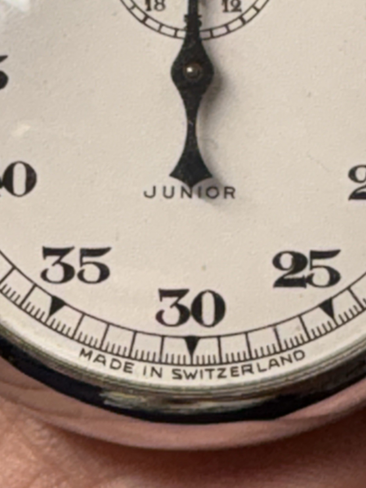 Vtg JUNIOR Swiss Made Pocket Timer Stop Watch **READ