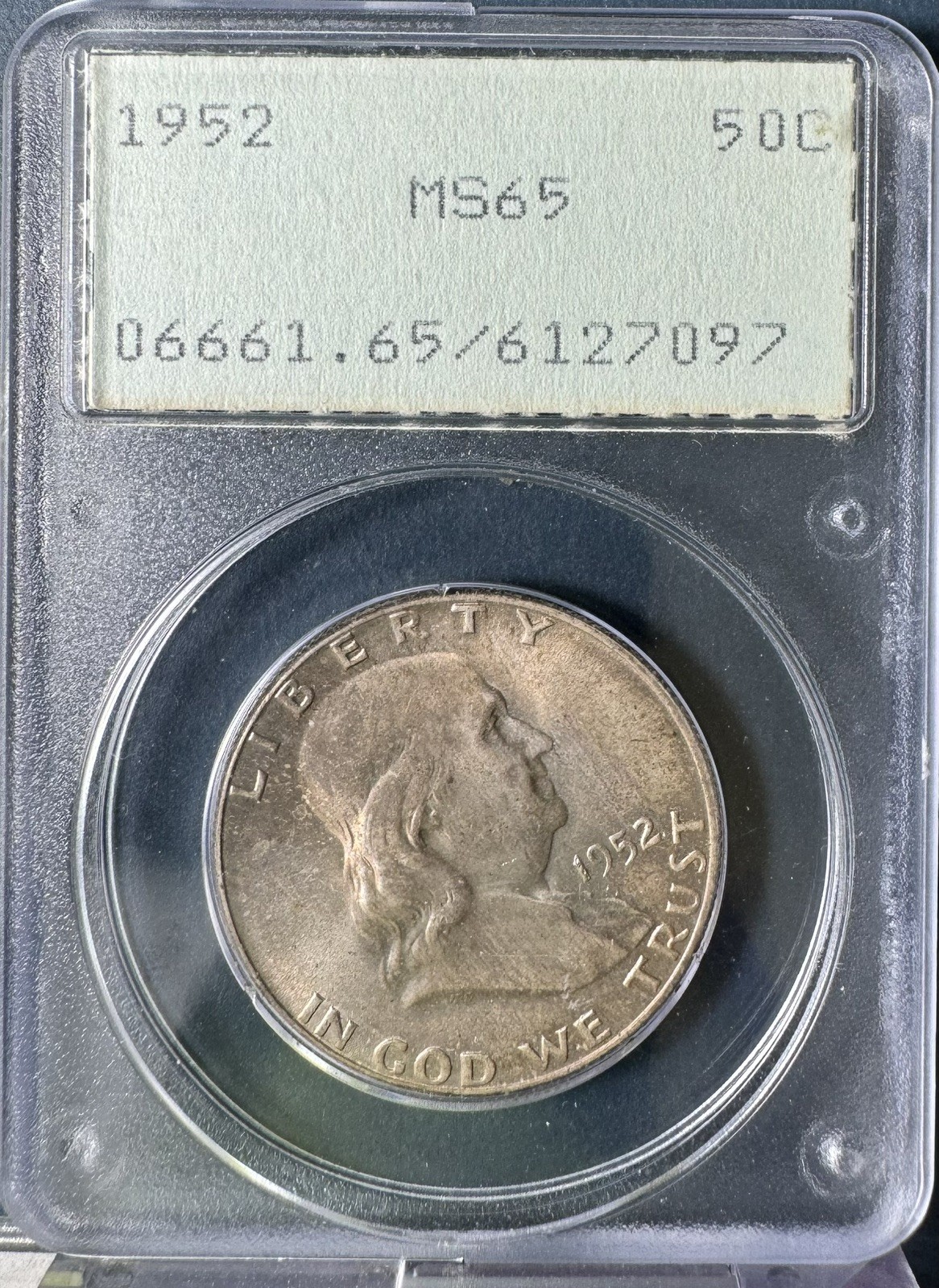 1952 Franklin Half Dollar 50c, PCGS Rattler MS 65 #27097