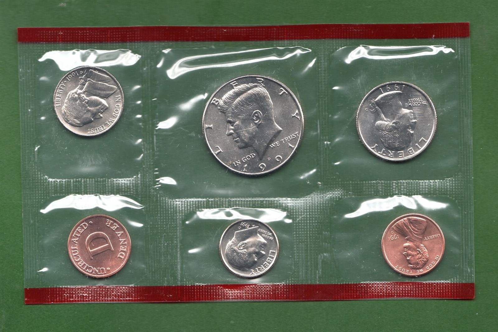 1991 US DENVER HALF OF US MINT SET UNCIRCULATED COINS
