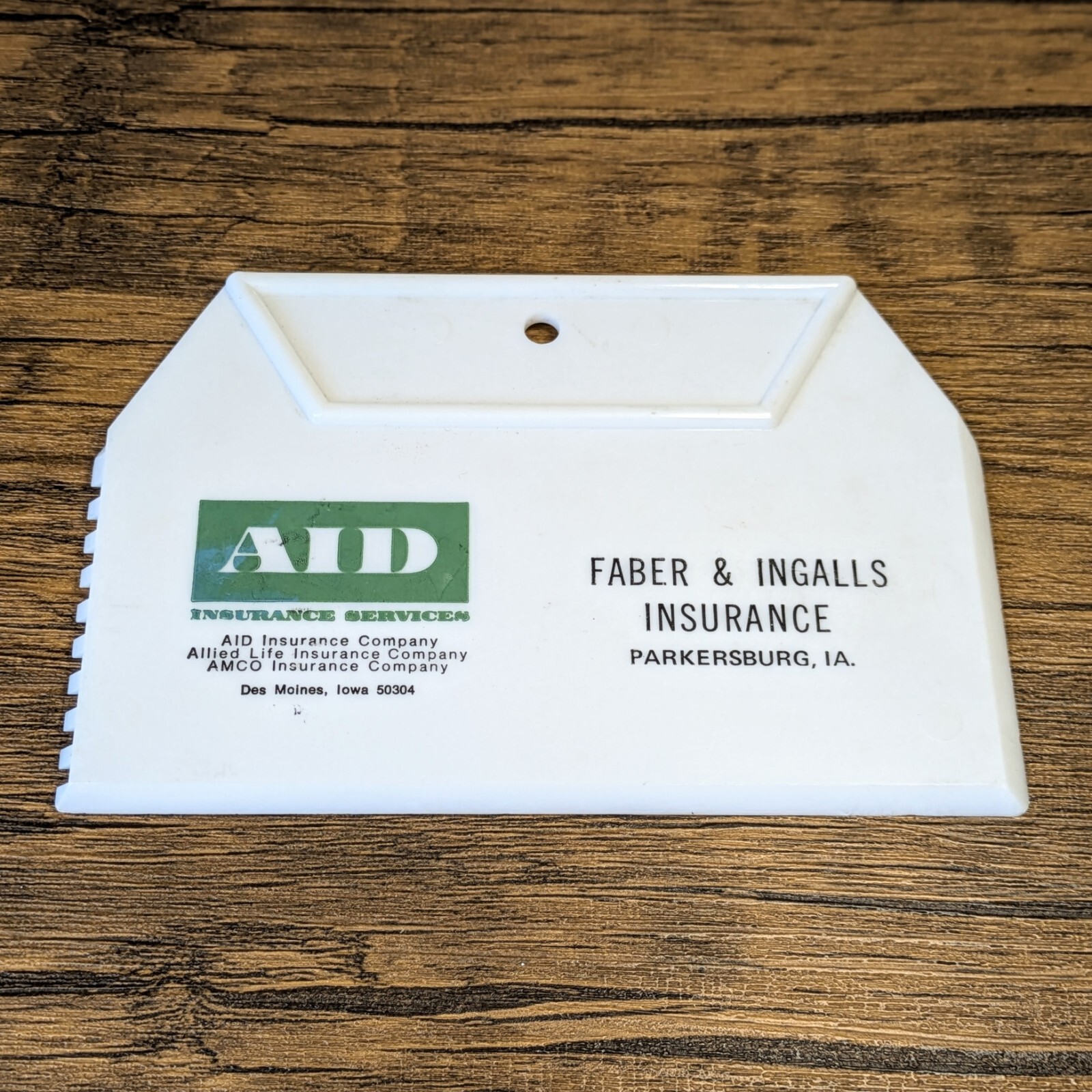 AID Faber & Ingalls Insurance, Parkersburg IA, 6" Ice Scraper Advertising