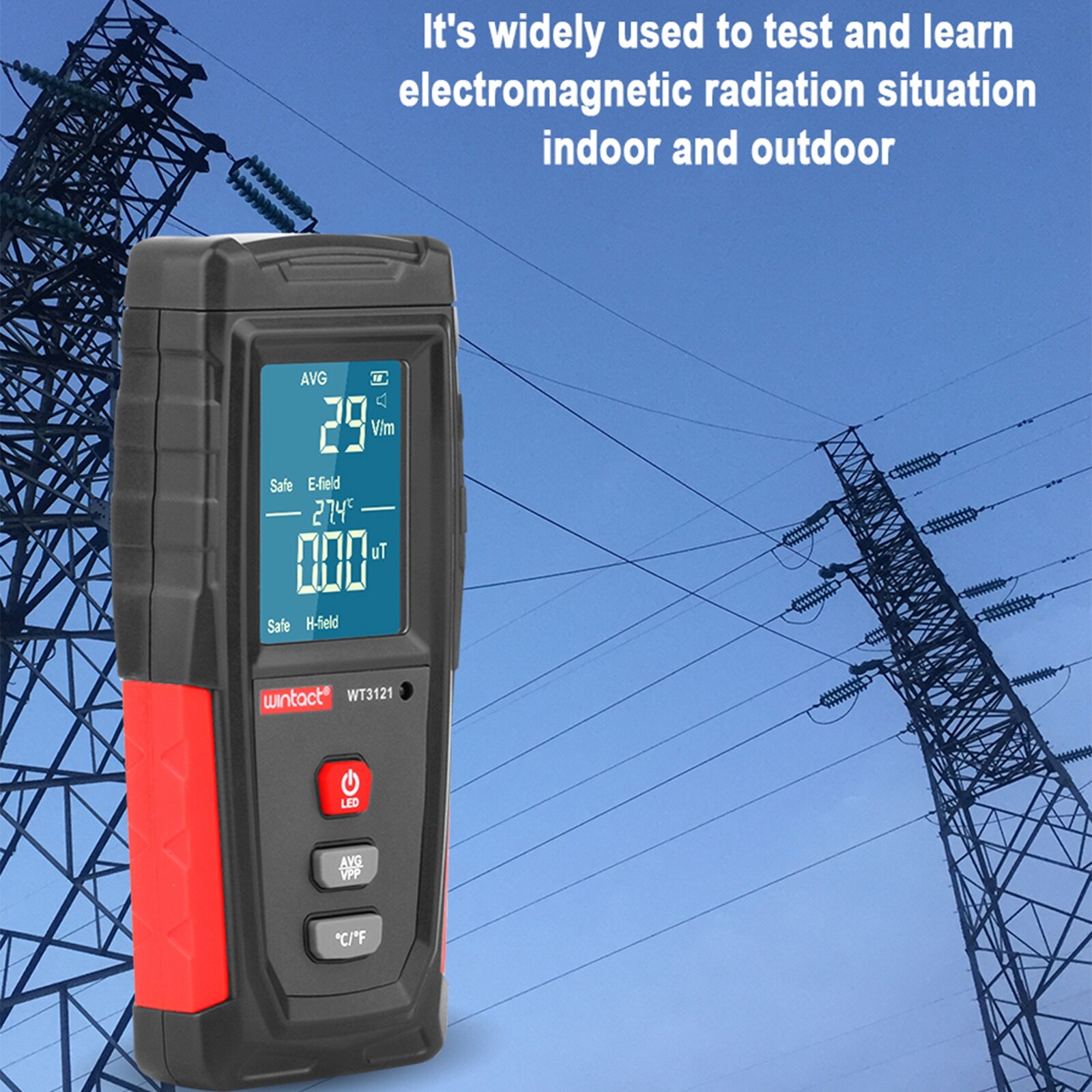 Rechargeable Digital 5G 4G EMF Electromagnetic Radiation Meter Tester Detector