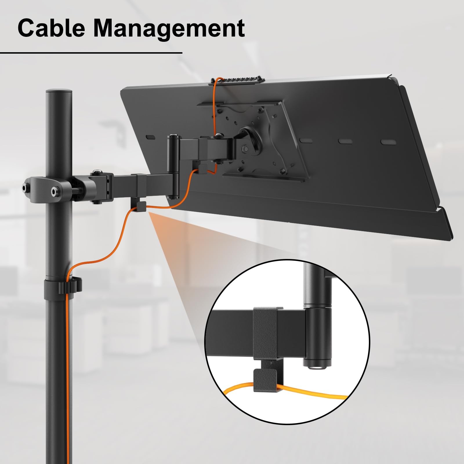 Keyboard Mouse Tray Pole Mount Adjustable Tilt Rotation Holder Bracket Black