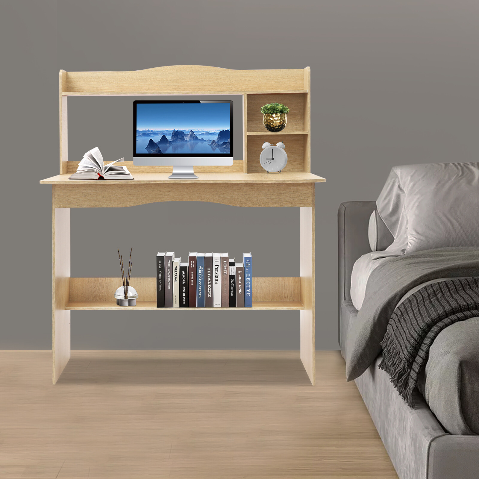 Modern Laptop Computer Desk Office Table PC Laptop Study Writing Desk Wood Color