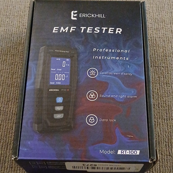ERICKHILL RT-100 EMF Meter Single Axis Sensor Color-Screen Sound Light Alarm