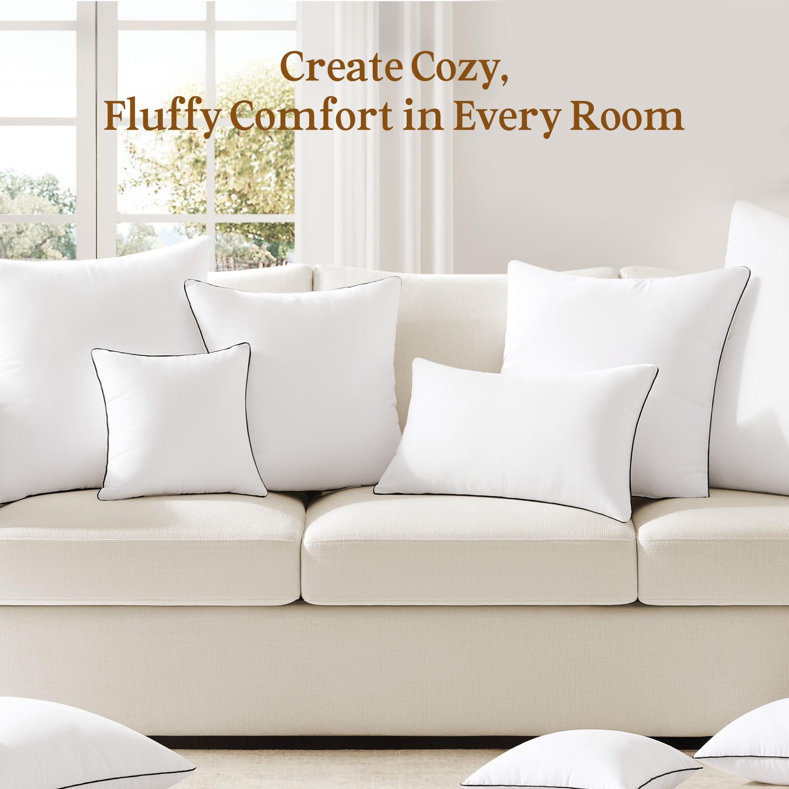 ® 26x26 Pillow Inserts Set of 2, Full Fluffy Down Alternative Euro Pillow Ins...